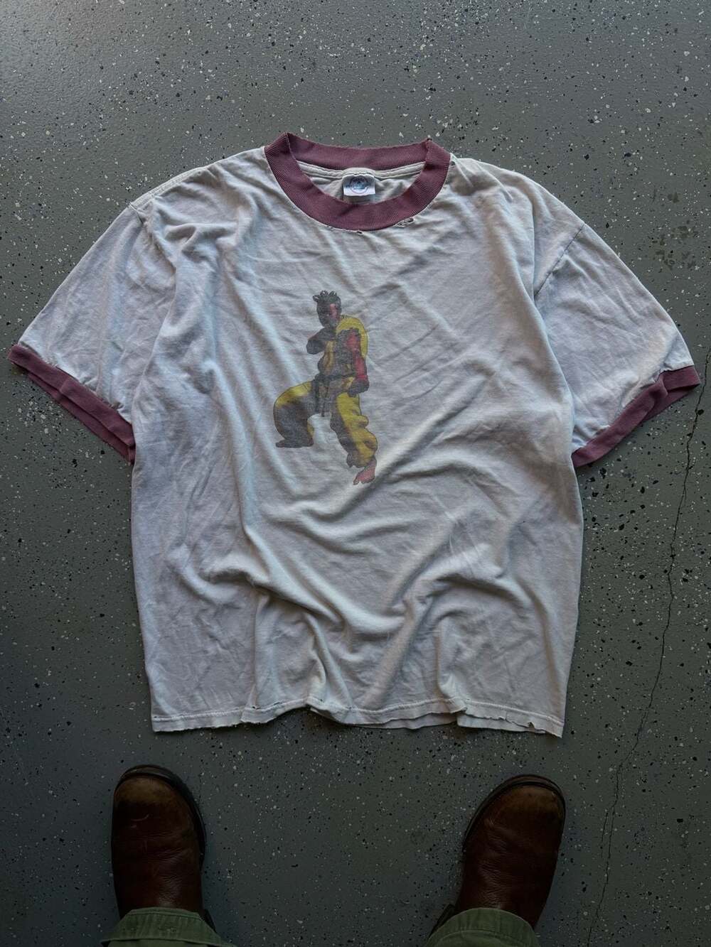 Vintage late 90s distressed Street Fighter Ringer T-Shirt on Delta Pro Weight
